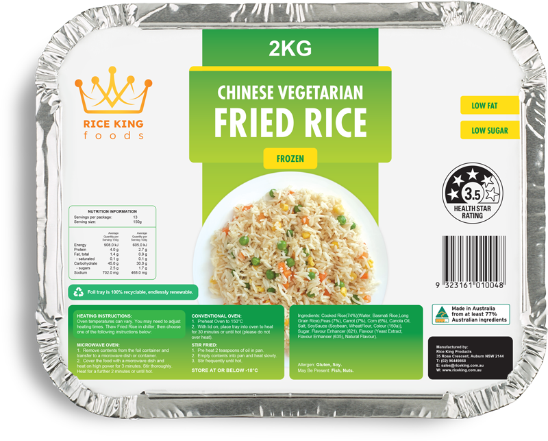 Authentic Chinese Fried Rice Vegetarian Foil Tray
